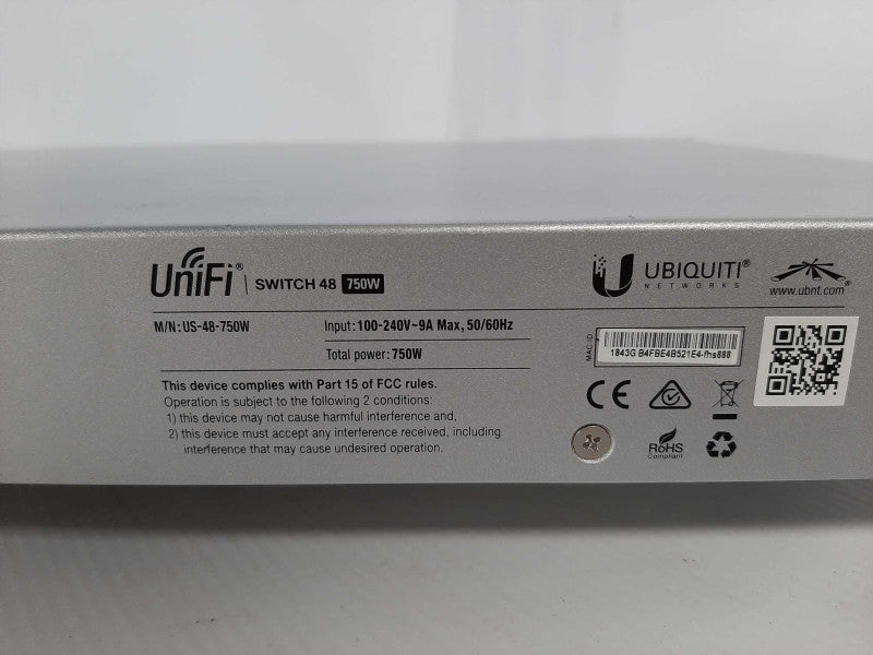 Ubiquiti Unifi US-48-750 48port 750W 2 SFP+ 2 SFP Managed Switch, Read _