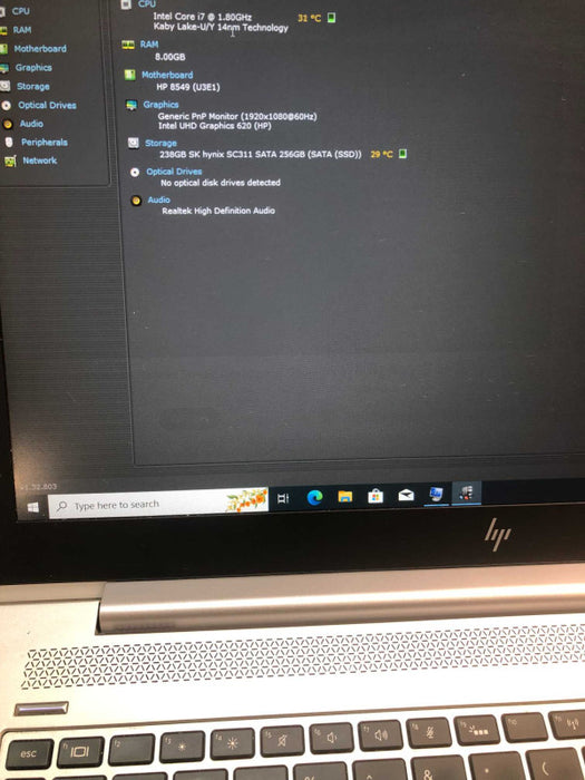 HP EliteBook 850 G6 Intel i7-8565U @ 1.80GHz / 8GB Ram / 256GB m.2 ssd