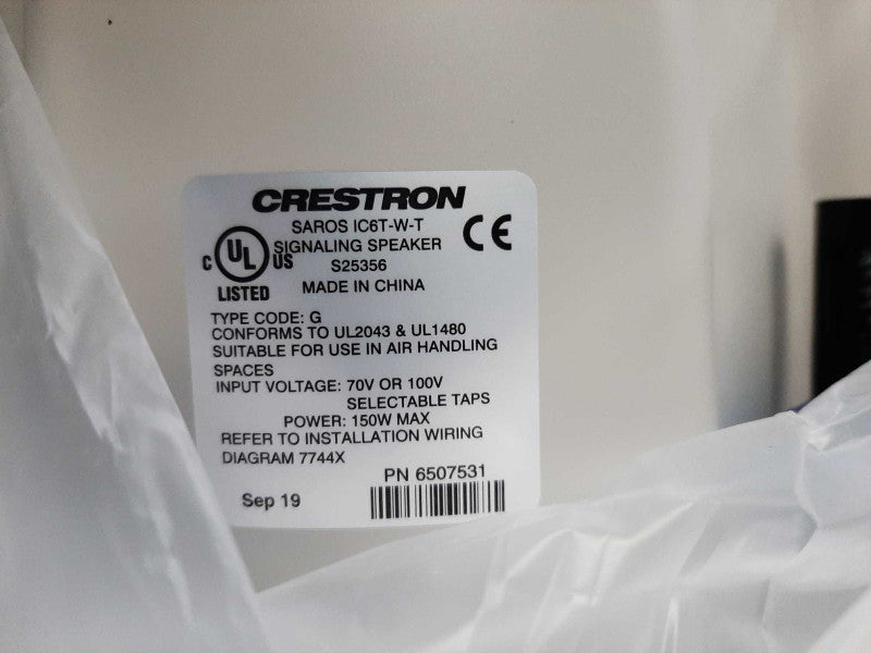 New- Open Box Crestron SAROS IC6T-W-T Pair Signaling Speaker Q_