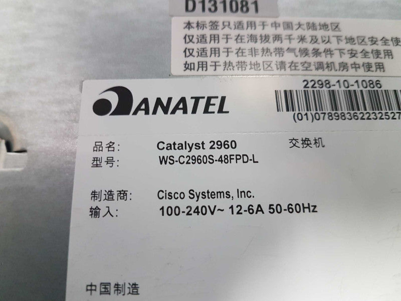 Cisco Catalyst 2960-S Series PoE+ 10G WS-C2960S-48FPD-L / 2960x stack module Q#