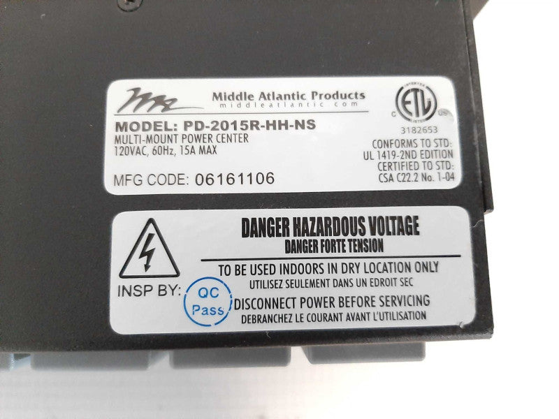 Middle Atlantic PD-2015R-HH-NS 20 Outlet Multi Mount Rack Mount Power Strip Q$