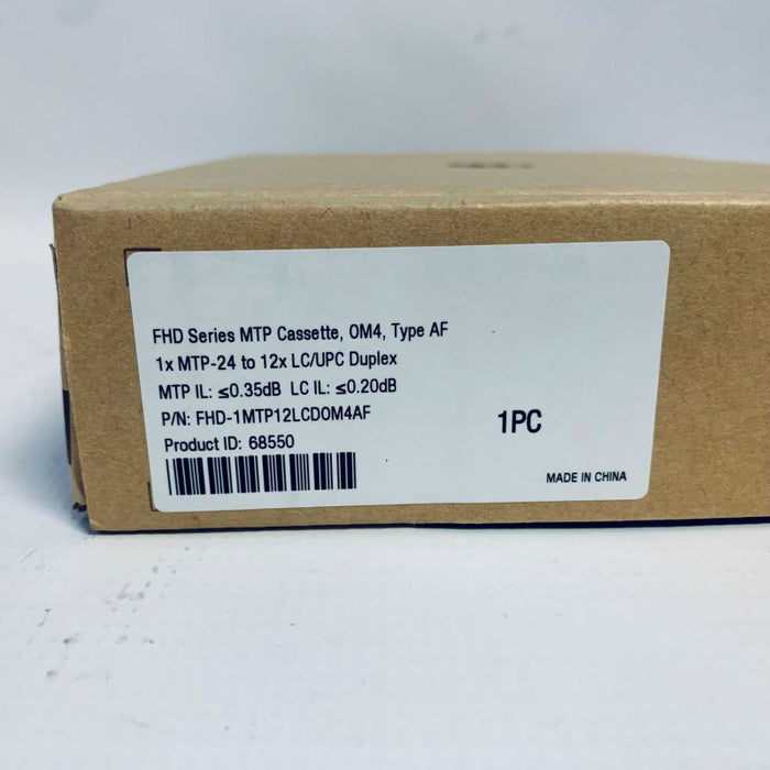 FHD Series MTP Cassette, OM4, Type AF 1x MTP-24 to 12x LC/UPC Duplex Q=
