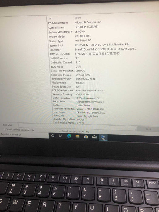 Lenovo ThinkPad E14 i5-10210U @ 1.60GHz / 8GB Ram / 512GB ssd
