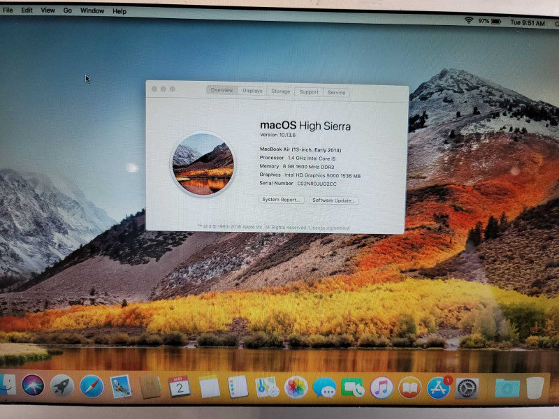 MacBook Air 2014 13\\" i5-4260U, 8GB RAM, 121GB SSD