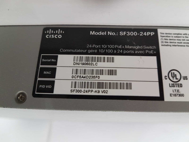 Cisco SF300-24PP PoE+ Managed Switch 24x ports - Reset #