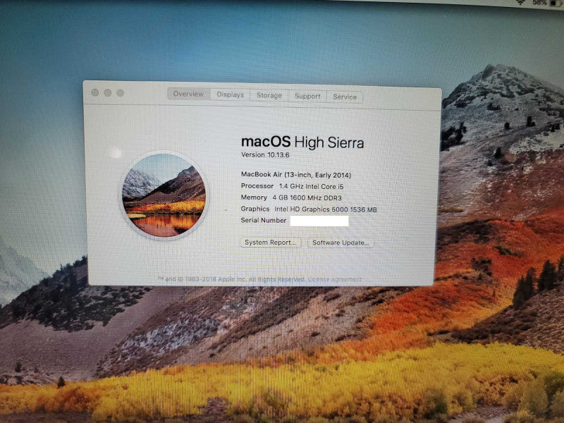 MacBook Air 2014 13\\" i5-4260U, 4GB DDR3, 121GB SSD Q