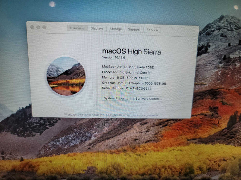 MacBook Air 2015 13\\" i5-5250U, 8GB DDR3, 121GB SSD French keyboard
