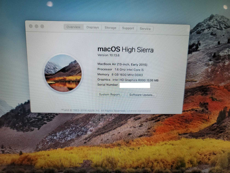MacBook Air 2015 13\\" i5-5250U, 8GB DDR3, 121GB SSD **cosmetic damage