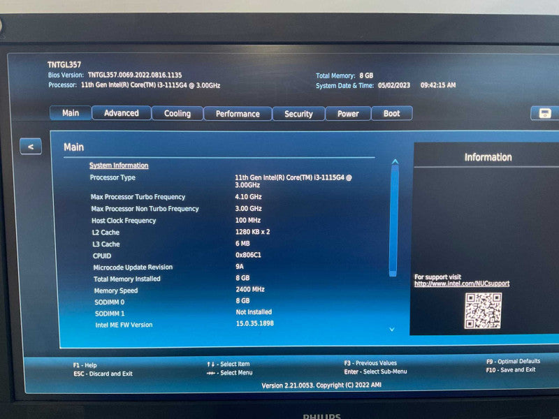 Intel NUC11TNH  i3-1115G4 @3.00GHz 8GB RAM & 256GB NVME Storage  -