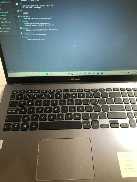 Asus SonicMaster X509JA Intel i5-1035G1 @ 1.0GHz / 8GB Ram / 512GB m.2 ssd