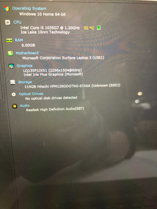 Microsoft Surface laptop 3 intel i5-1035G7 @ 1.20GHz / 8GB Ram / 128GB ssd