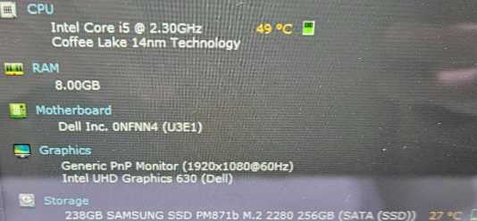 Dell Latitude 5491 i5-8300H @ 2.30 GHz 8GB RAM 250GB SSD 1080P Touch *READ* )