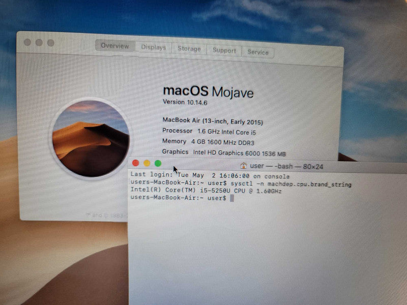Macbook Air 2015 13\\" i5-5250U, 4GB DDR3, 500GB SSD