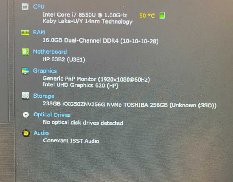 HP EliteBook 840 G5 i7-8550U 16 GB DDR4 RAM 256 GB SSD