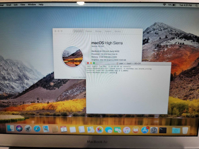 MacBook Air 2015 13\\" i5-5250U, 8GB DDR3, 121GB SSD Q