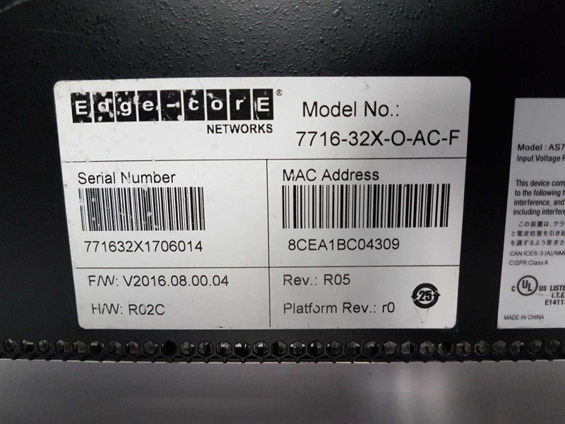 Edgecore Networks AS7716-32X 100G Data Center Switch - 16gb ram - xeon D1518 #