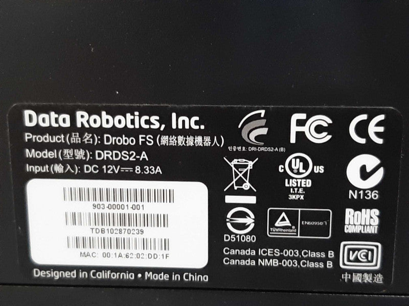 Drobo FS DRDS2-A Ethernet NAS 5-Bay Storage Array , 2x 2TB HDDs _