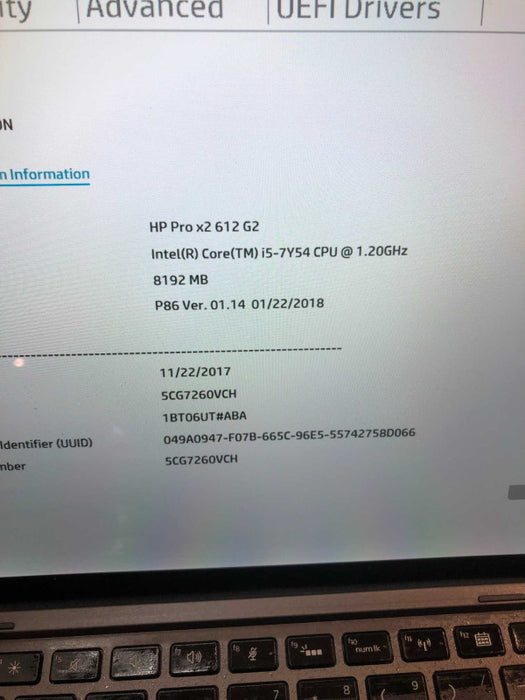 HP Pro X2 G2 intel i5-7Y54 @ 1.20GHz / 8GB Ram / 256GB m.2