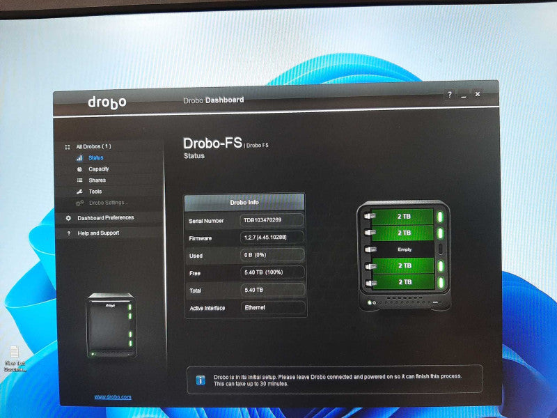 Drobo FS DRDS2-A Ethernet NAS 5-Bay Storage Array , 4x 2TB HDDs, Read _