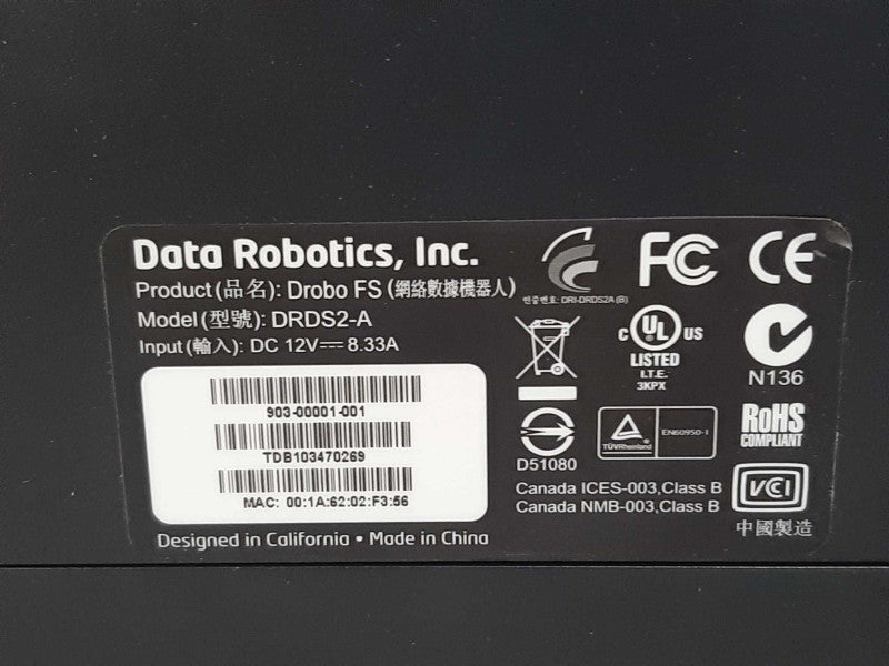 Drobo FS DRDS2-A Ethernet NAS 5-Bay Storage Array , 4x 2TB HDDs, Read _