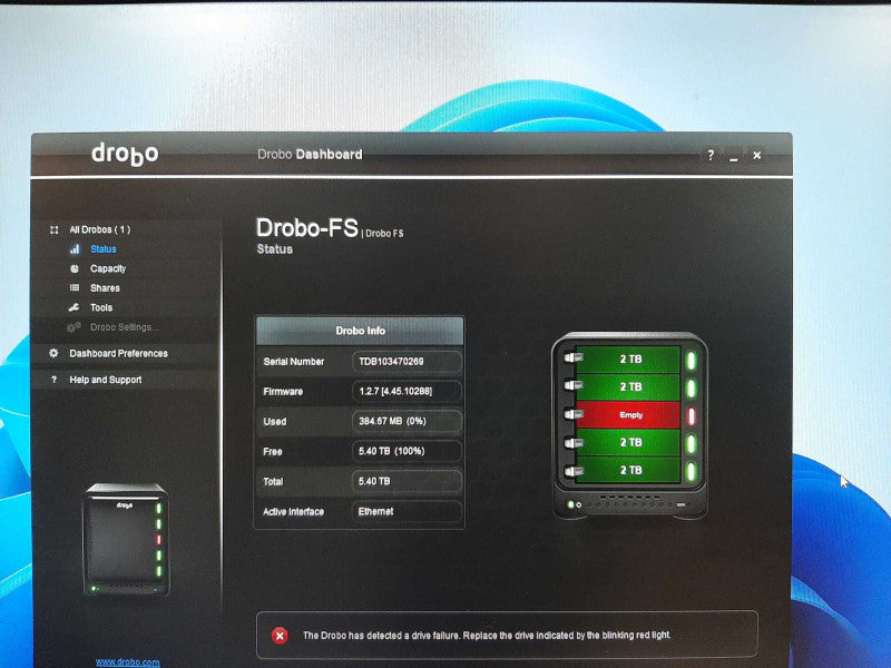 Drobo FS DRDS2-A Ethernet NAS 5-Bay Storage Array , 4x 2TB HDDs, Read _