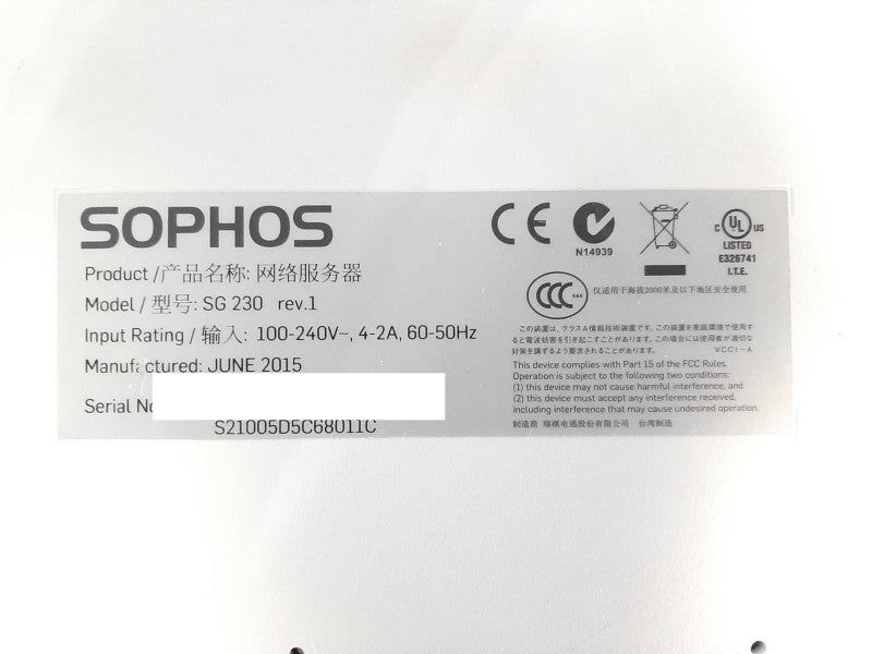 Sophos SG 230 Rev 1 - Security Appliance $