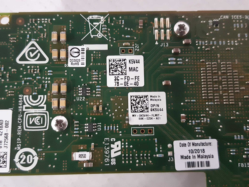 Dell Intel X710-T4 Quad Port 10Gb RJ45 PCI-E Converged Network Adapter 0K5V44 Q_