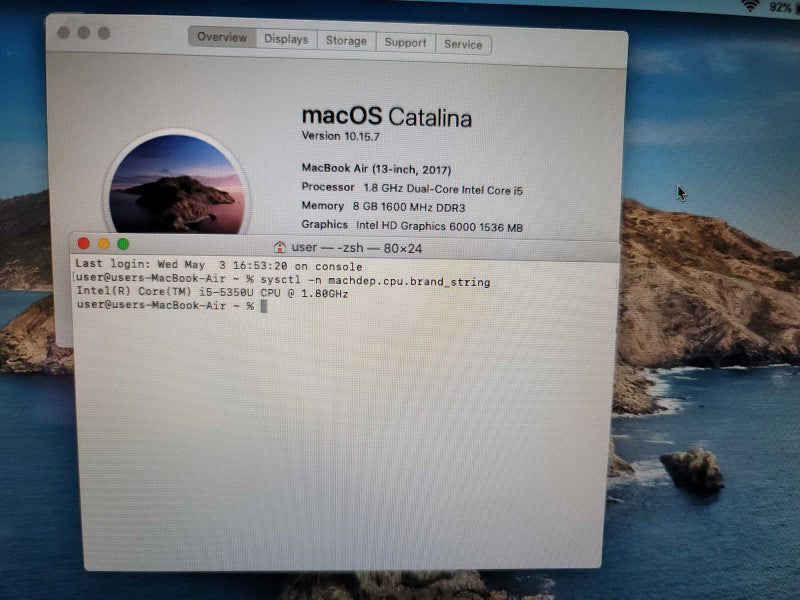 MacBook Air 2017 13\\" i5-5350U, 8GB DDR3, 120GB SSD Q