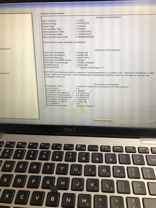 Dell Latitude 5410 Intel i5-10210U 2 1.60GHz / 8GB Ram / 256GB M.2