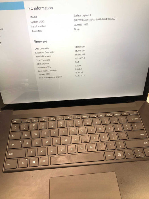 Microsoft Surface Laptop 3 (1872) Intel i7-1065G7 @ 1.30GHz /16GB Ram / 512GB