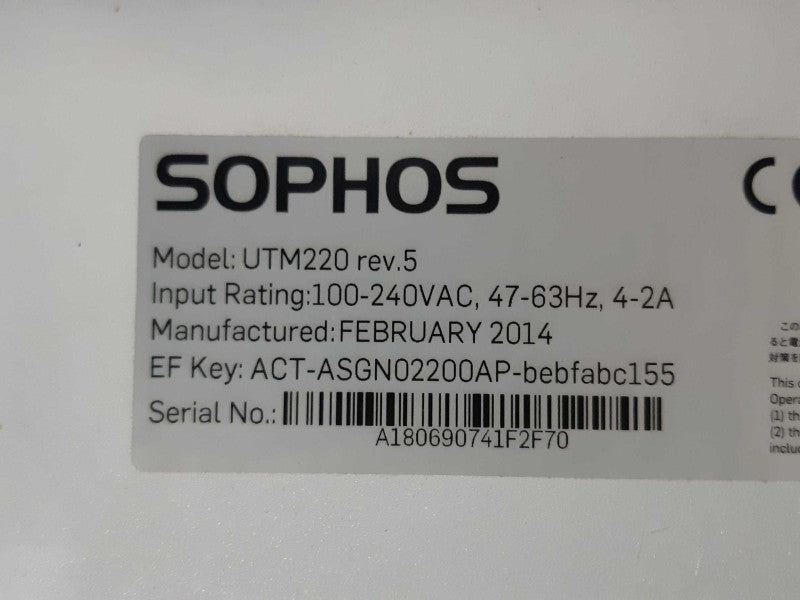 Sophos UTM 220 rev.5 Gigabit Firewall Security Appliance _