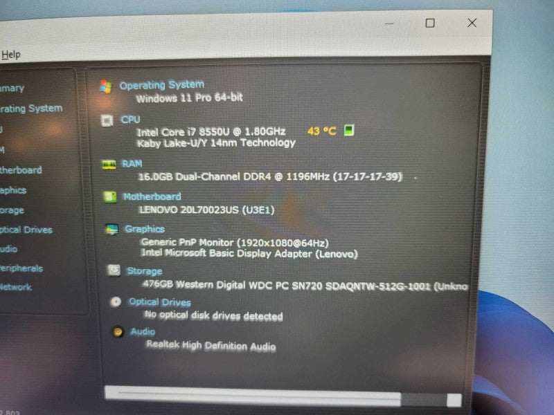 Lenovo Thinkpad T80S 13\\" i7-8550U, 16GB DDR4, 500GB SSD