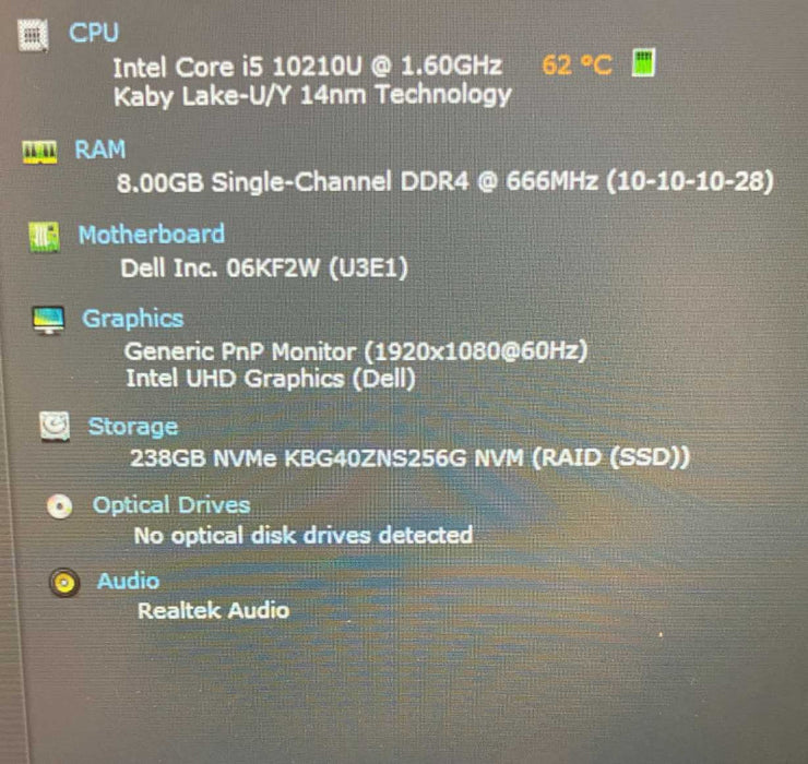 Dell Latitude 5410 Laptop Intel Core i5-10210 Intel UHD 8GB RAM 256GB SSD QTY Q