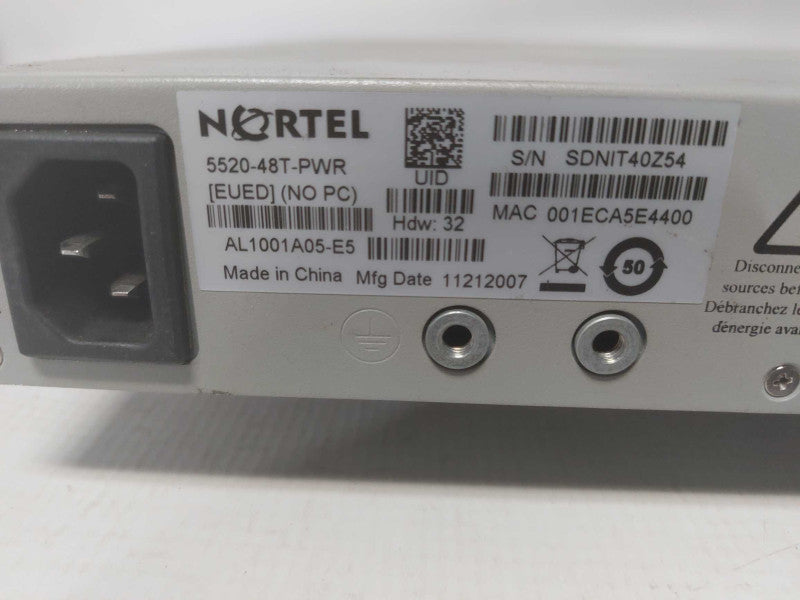 NORTEL 5520-48T-PWR Baystack Gigabit 48-Port Ethernet PoE Q