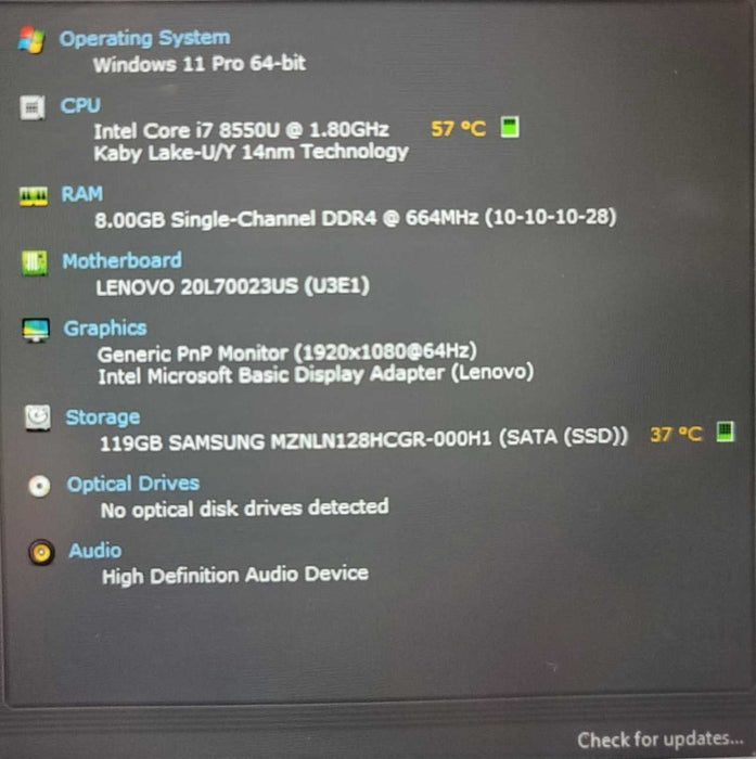 Lenovo Thinkpad T480s  i7-8550U, 8GB DDR4, 128GB SSD