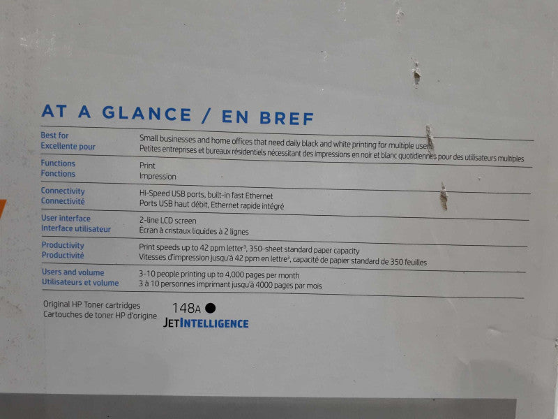 HP LaserJet Pro 4001ne Monochrome Network Printer 2Z599E !