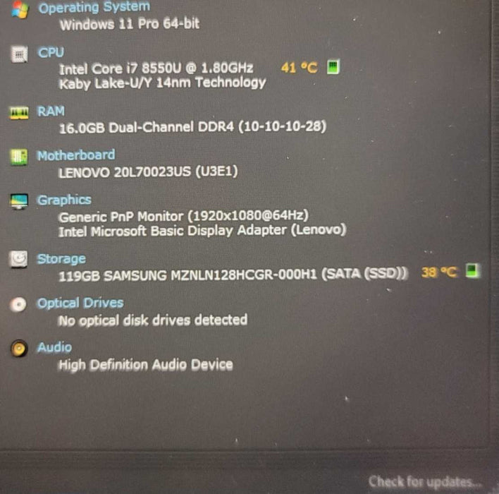 Lenovo ThinkPad T480s i7-8550U, 16GB DDR4, 120GB SSD