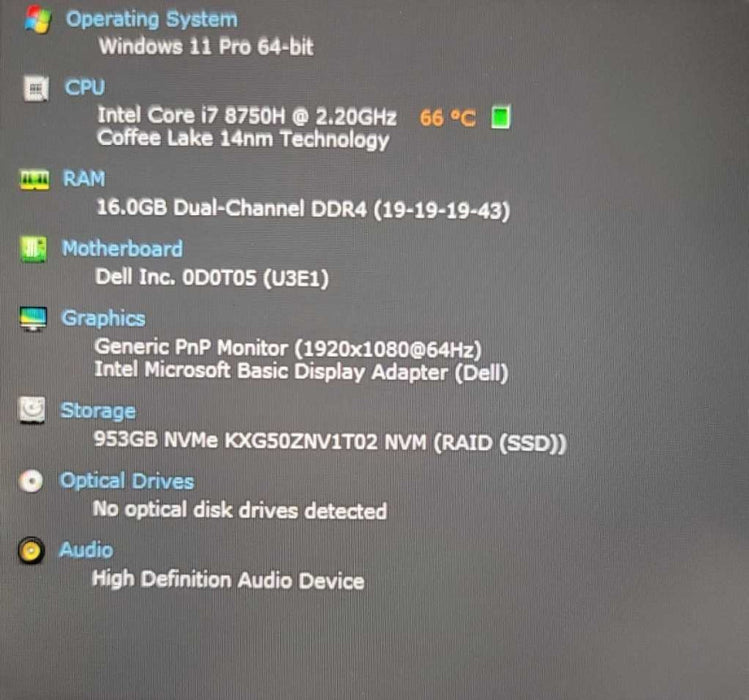 Dell XPS 9570 15\\" I7-8750H 16GB DDR4 1TB NVMe