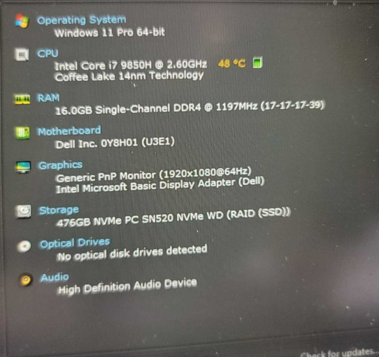 Dell Latitude 5501  i7-9850H, 16GB DDR4, 500GB NVMe Q