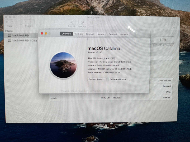 Apple iMac 21.5\\" Late 2012 Quad-Core i5-3330S GeForce GT640M 512MB 8GB 1TB READ $