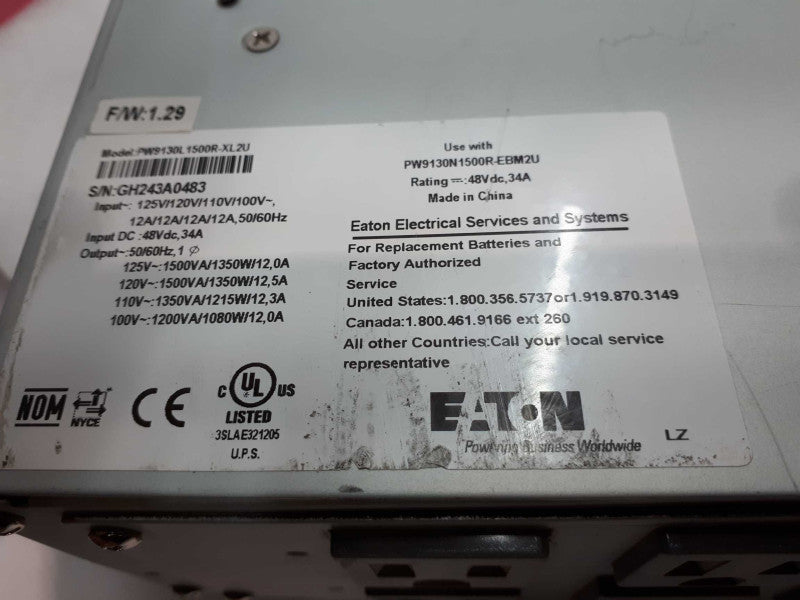 Eaton 9130 Rackmount UPS 1500VA 120V  PW9130L1500R-XL2U  Q&