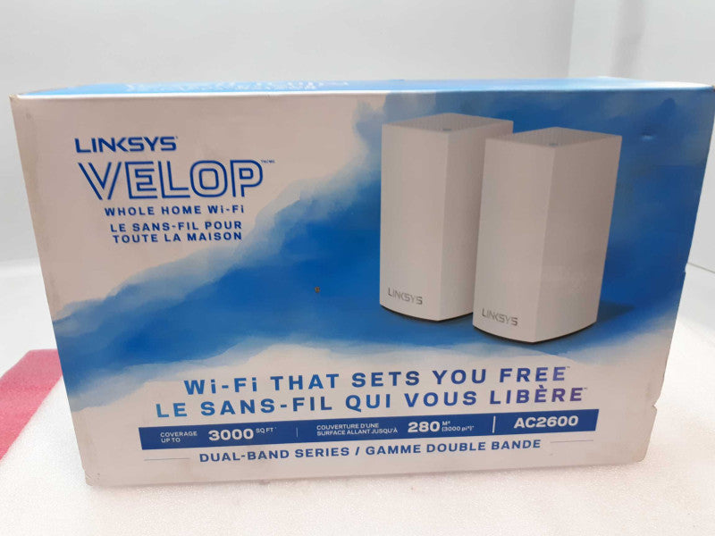 LINKSYS VELOP AC2600 - WHOLE HOME WI-FI MESH ROUTER SYSTEM - 3000 SQ FT COVER &