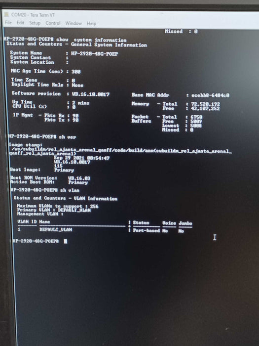 HP Aruba 2920-48G PoE+ Switch 44x 1GbE PoE+ RJ45 + 4x 1GbE Combo SFP/RJ45 J97 _