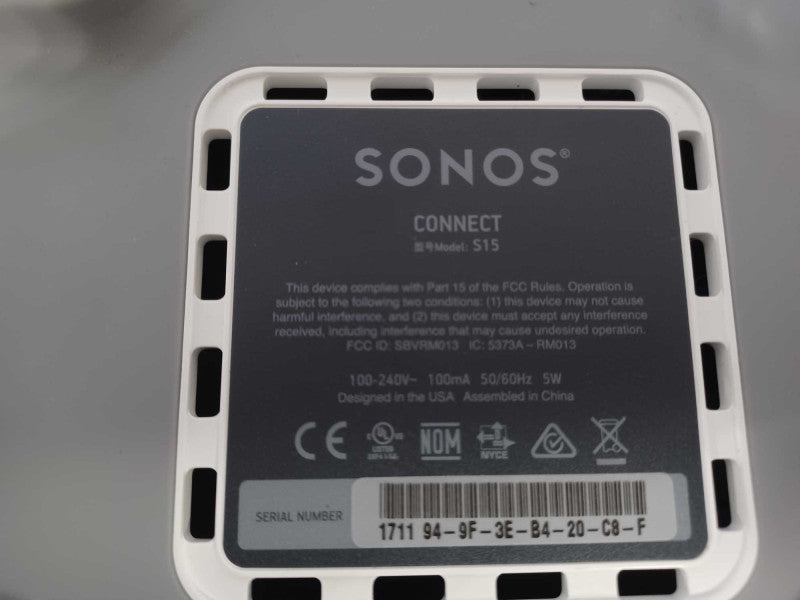 Sonos Connect Pre-Amp Model S15 Digital Media Player, Read Q_