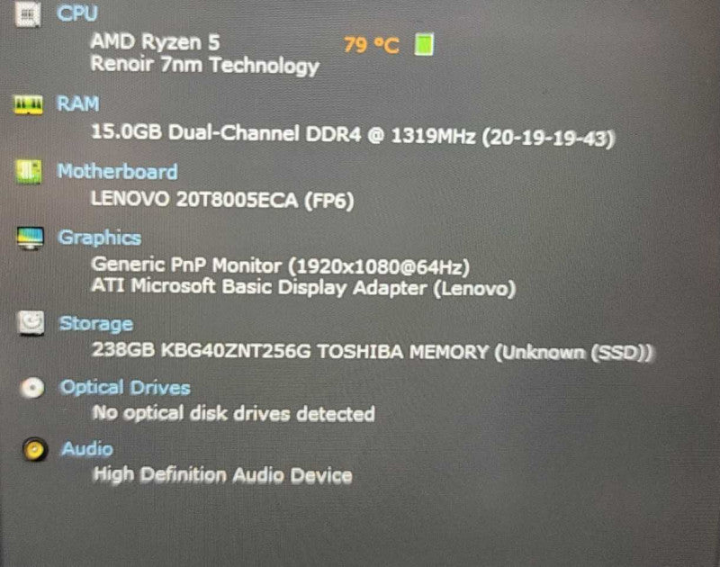 Lenovo E15 Gen 2 AMD Ryzen 5 4500, 16GB DDR4, 256GB M.2
