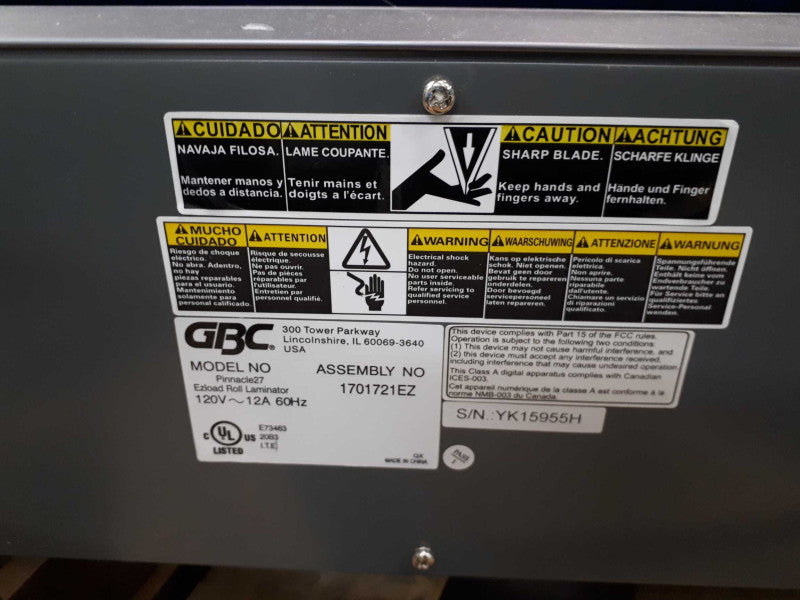 GBCÂ® Pinnacle 27 EZloadÂ® Thermal Roll Laminator -See notes &