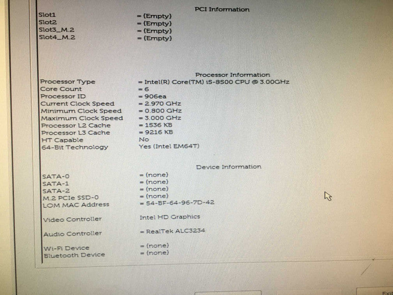 Dell Optiplex 3060 Intel Core i5-8500 CPU @ 3.0GHz 8 Gb RAM DDR4, NO HDD