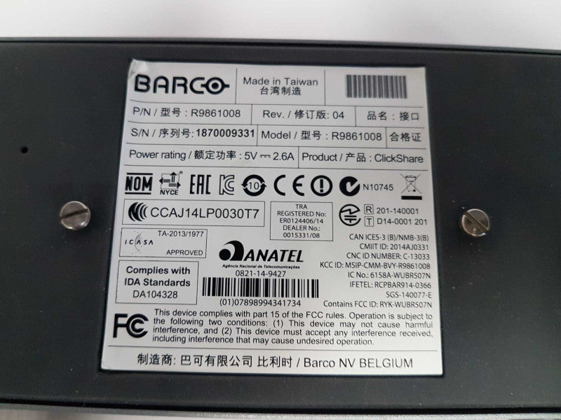 Barco ClickShare R9861008 Wireless Presentation System/Meeting  Q#