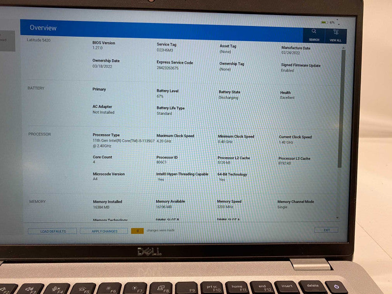 DELL Latitude 5420 Laptop Intel i5-1135G7 @ 2.4 GHz 16GB RAM 256 GB SSD QTY Q