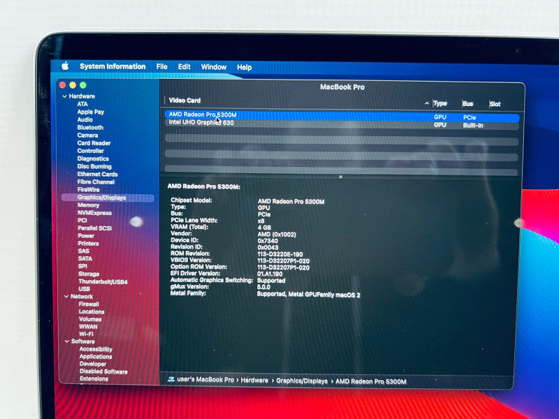 Macbook Pro 16-inch 2019 Intel i7-9750H 16GB RAM 500GB Storage
